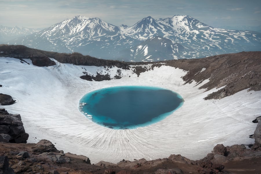 lago azul crater volcan gorely viaje a kamchatka en grupo