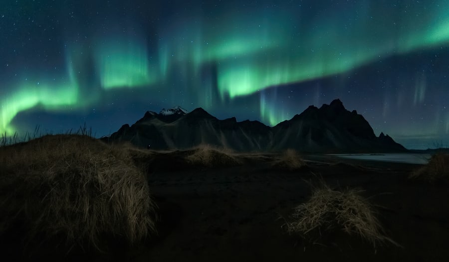 aurora boreal en islandia stokknes