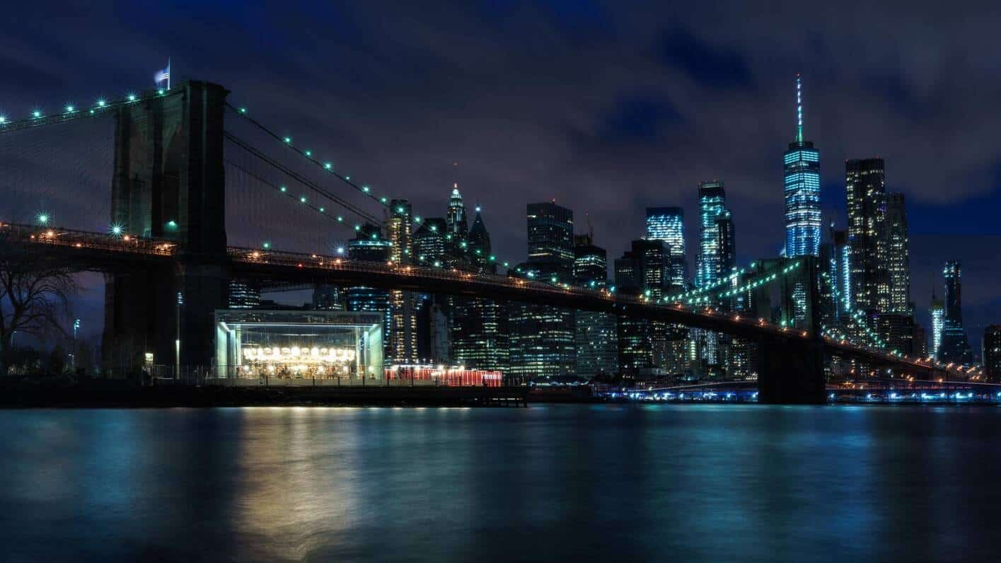 skyline de Manhattan, manhattan nueva york de noche