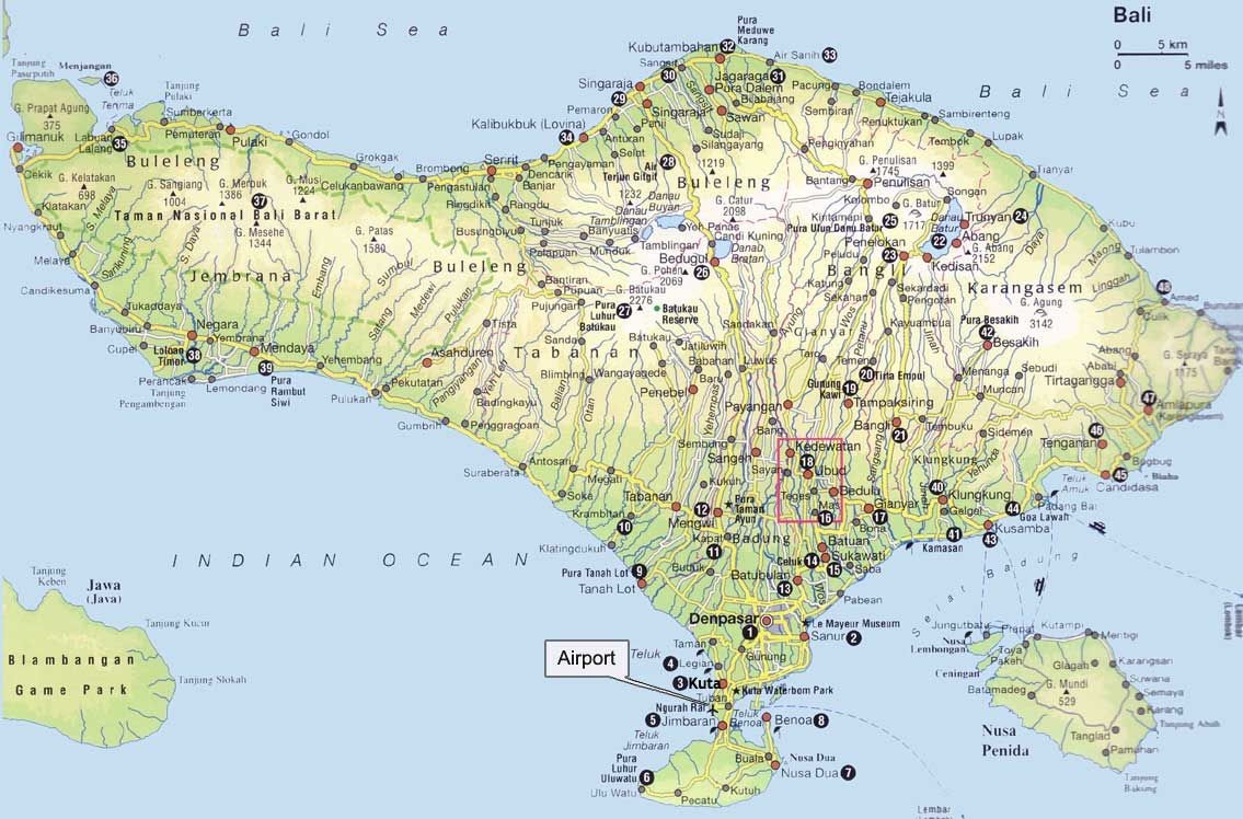 Bali Map With Distance 7 Bali Maps - Bali On A Map, By Regions, Tourist Map And More