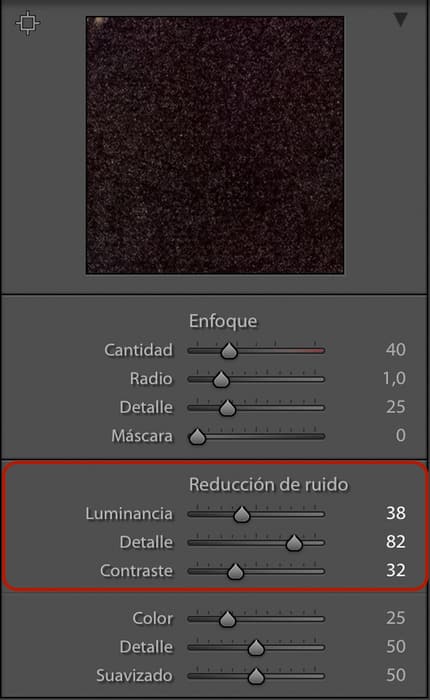 Donde se reduce ruido en Lightroom Ajustes reducir ruido en Lightroom