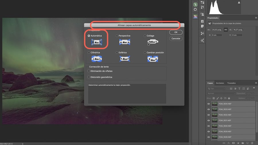Como quitar el ruido en Photoshop con objetos inteligentes Eliminar ruido en photoshop alineando capas