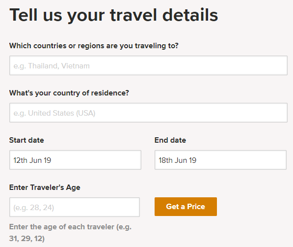 Travel Insurance Comparison Chart