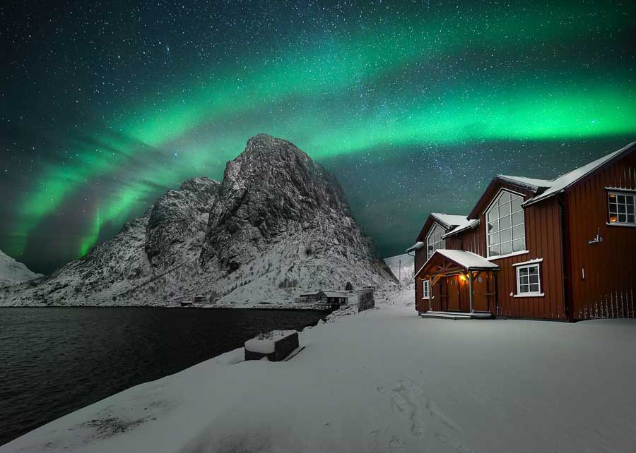 Reinefjorden Sjøhus, one of the best hotels in Norway to see the Northern Lights