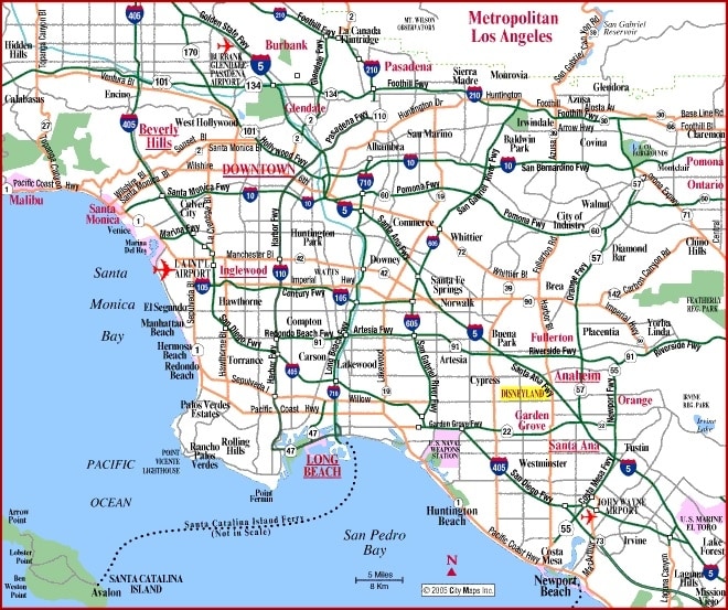 Mapa de carreteras de Los Angeles
