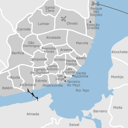 mapa de los barrios de lisboa portugal