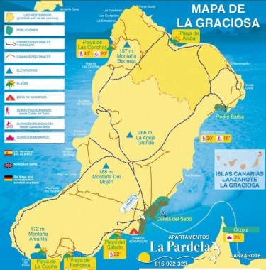 Maps of La Graciosa (Canary Islands): tourist map