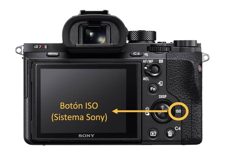 Botón ISO en cámara digital
