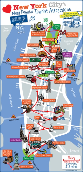 mapa atracciones turisticas Nueva York