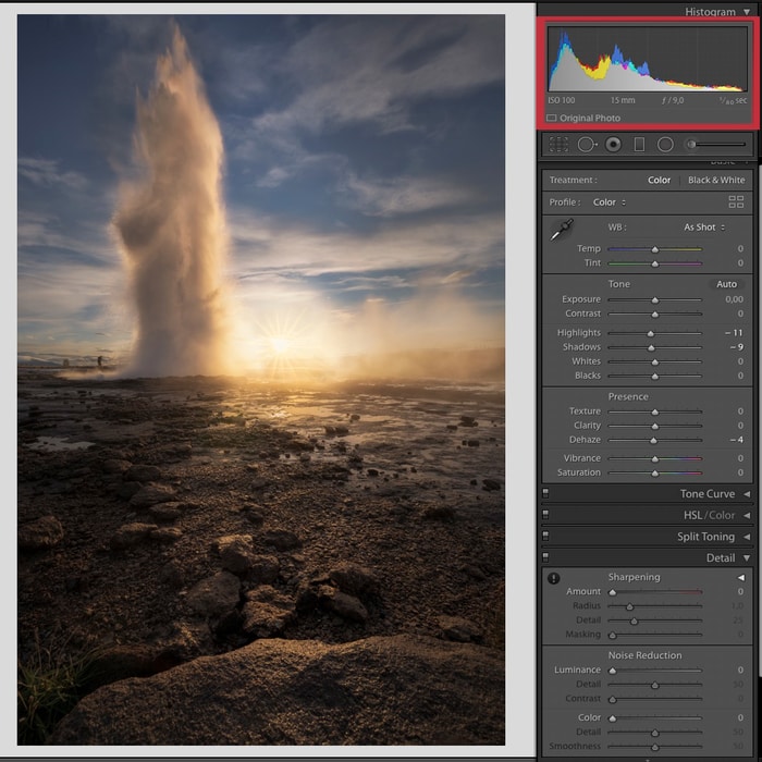 how to see the histogram in lightroom and how to use it