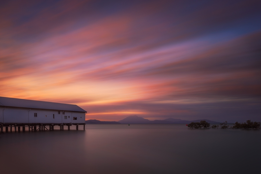 fotografía de ultra larga exposición con nubes