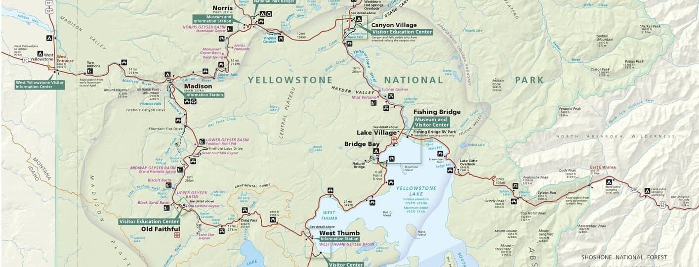 Map Of Yellowstone Area Yellowstone National Park Map - The Best Maps Of Yellowstone