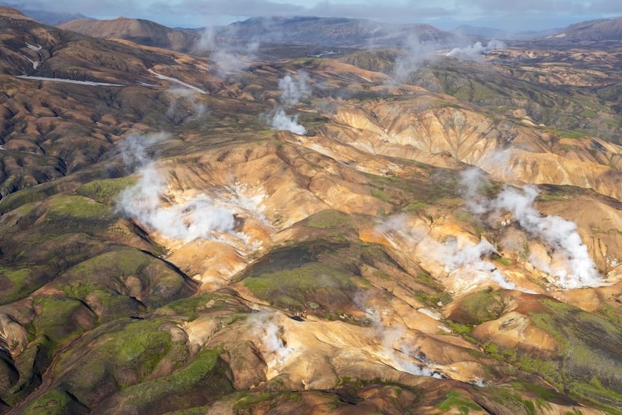 Iceland landscape, helicopter tour iceland volcano