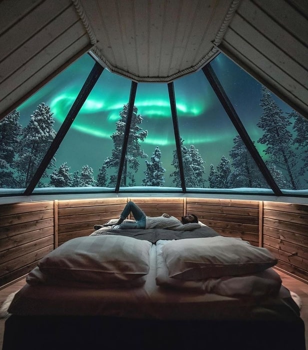 Saariselkä, auroras boreales en Finlandia