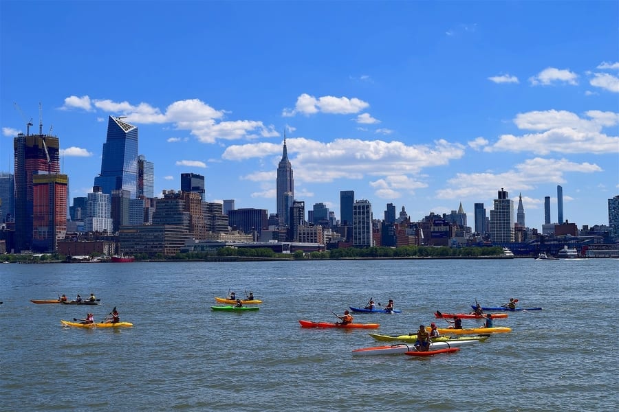 Kayak down the Hudson River, best free thing to do in nyc