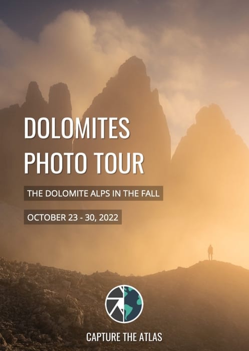 Dolomites photo tour brochure Capture the Atlas