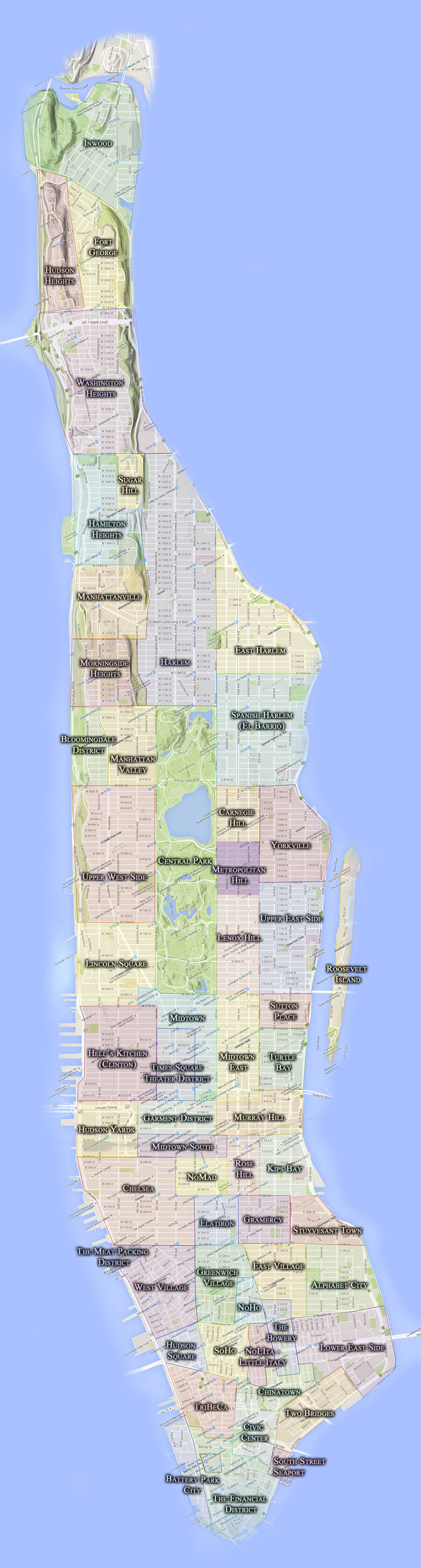 Manhattan neighborhoods map, the coolest neighborhoods in nyc