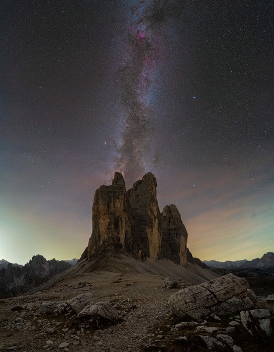 Milky Way covering the sky over Tre Cime di Lavaredo