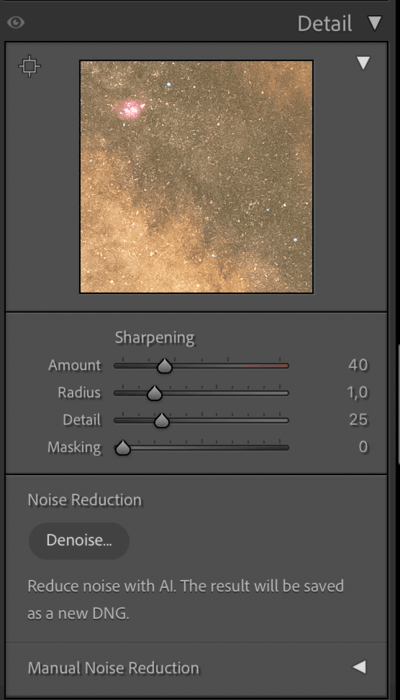 Detail panel lightroom noise reduction