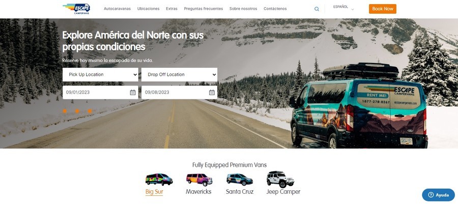 Escape Campervans, furgos en el Gran Cañón Escape Campervans, sitio barato alquilar campers en el Gran Cañón