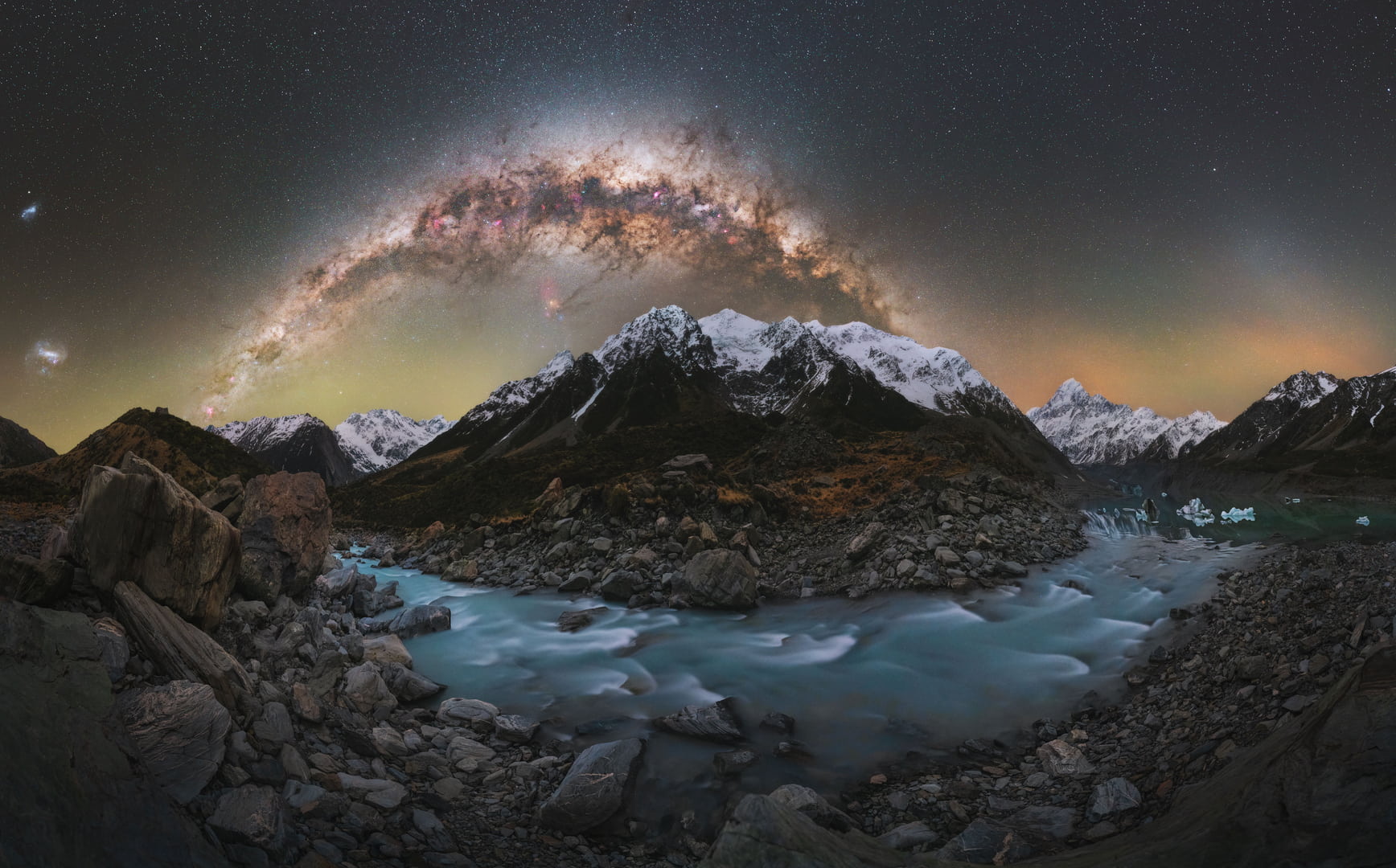 Panorama captured with the Benro Polaris Aoraki Mt. Cook Milky Way New Zealand