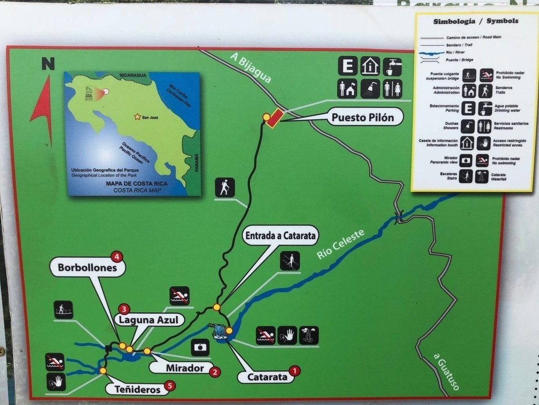 Rio Celeste Costa Rica map