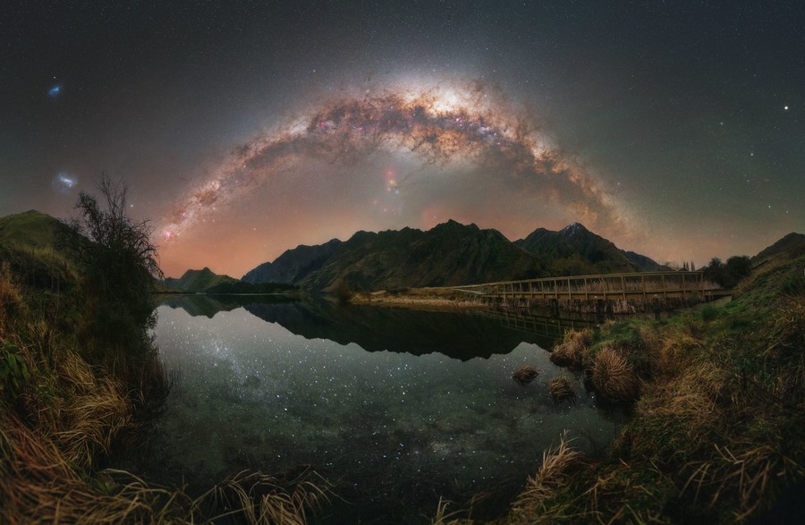 Milky Way arch panorama photographed in New Zealand