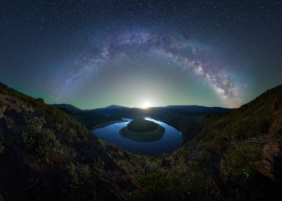 Milky Way Panorama over river